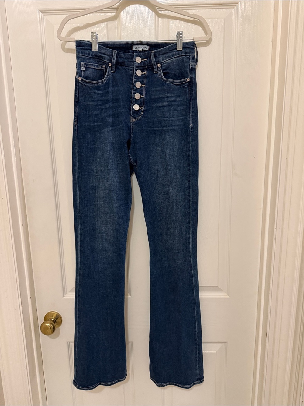 Dear John Dark Blue Button-Front Flare Jeans
